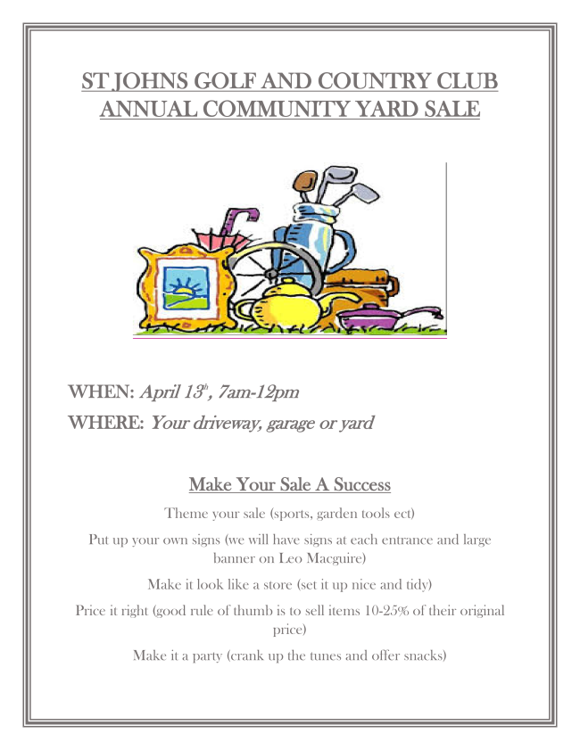 Community Yard Sale  April 13th  7am-12pm
